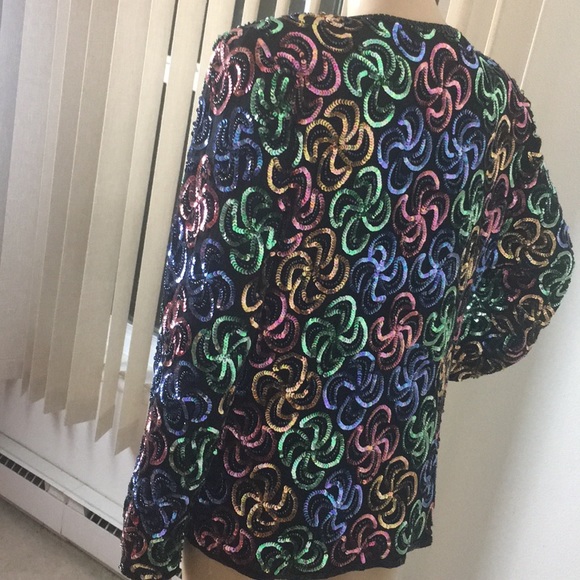 Vintage Laurence Kazar sequins blouse/jacket PM - Picture 6 of 8